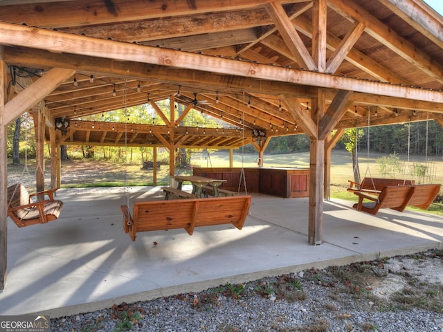 view of community featuring a patio area and a gazebo