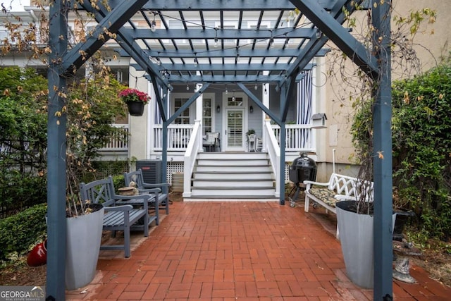 view of patio with a pergola