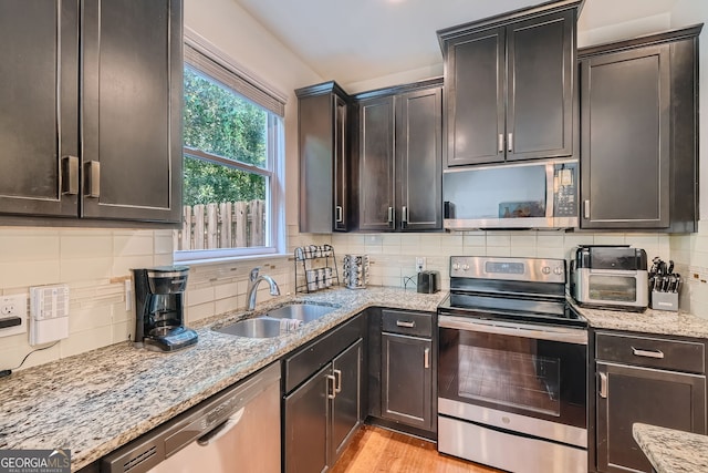 kitchen featuring backsplash, stainless steel appliances, and sink