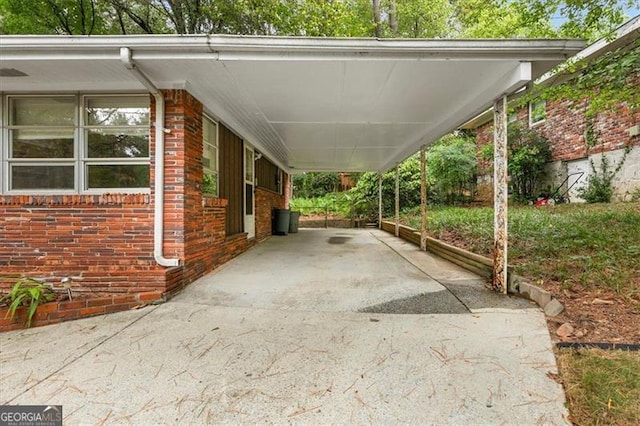 exterior space featuring a carport