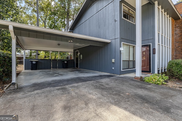 view of car parking featuring a carport