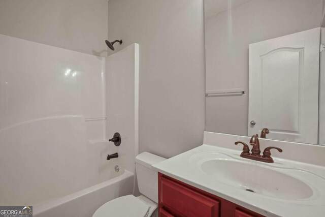 full bathroom with vanity, toilet, and shower / bathing tub combination