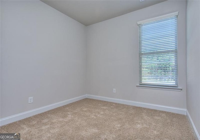 spare room featuring light carpet