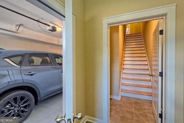 garage with a garage door opener