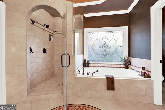 bathroom with independent shower and bath