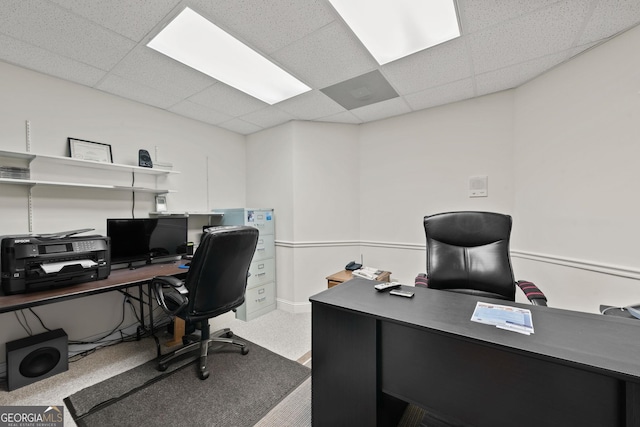 office space with a drop ceiling