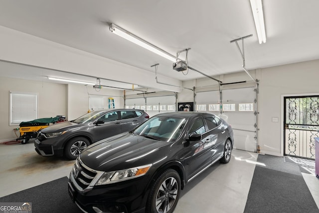 garage with a garage door opener