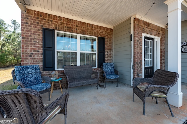 view of patio / terrace featuring an outdoor living space and covered porch