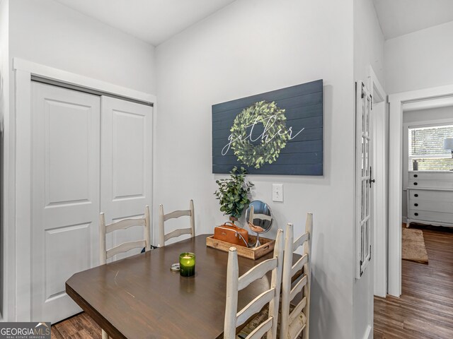 dining area featuring wood-type flooring