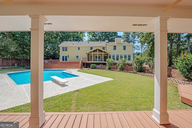 3060 Orchard Rd SW, Conyers, GA 30094 - view of pool featuring a diving board and a wooden deck
