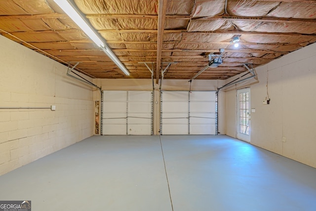 garage with a garage door opener