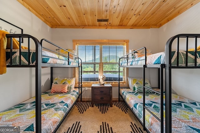 bedroom with wood ceiling