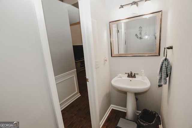 bathroom featuring hardwood / wood-style flooring