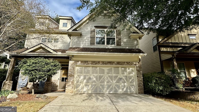 craftsman inspired home with a garage