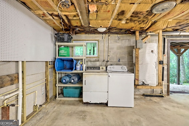 basement featuring separate washer and dryer