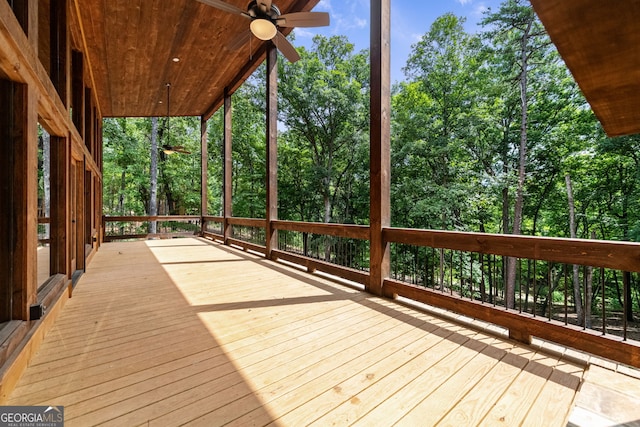 deck featuring ceiling fan