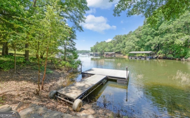 view of dock featuring a water view