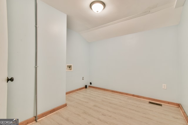 laundry area with washer hookup, light wood-type flooring, and electric dryer hookup