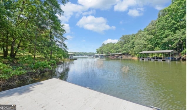 property view of water with a boat dock