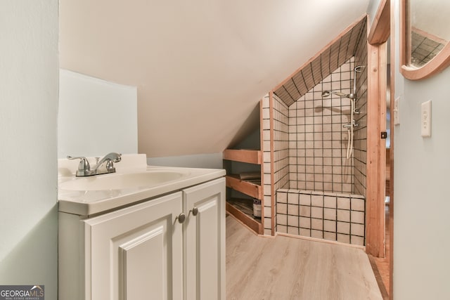 bathroom featuring vanity and wood-type flooring