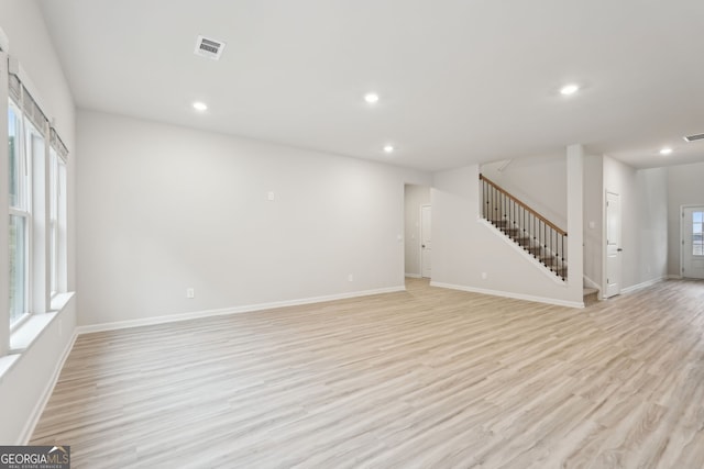 unfurnished living room featuring light hardwood / wood-style floors