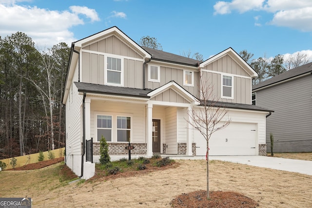 craftsman inspired home with a garage