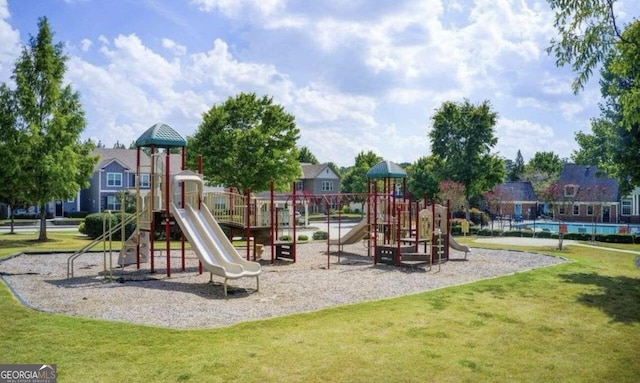 view of play area with a lawn