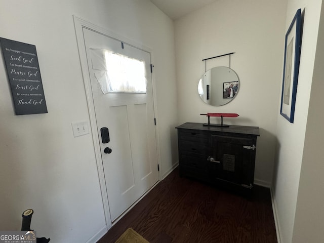 doorway to outside featuring dark hardwood / wood-style flooring