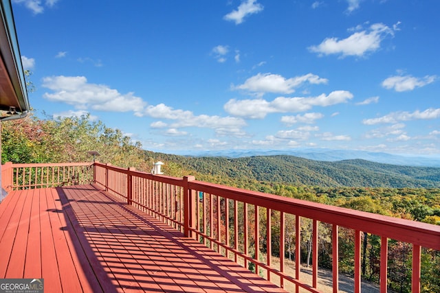 deck with a mountain view