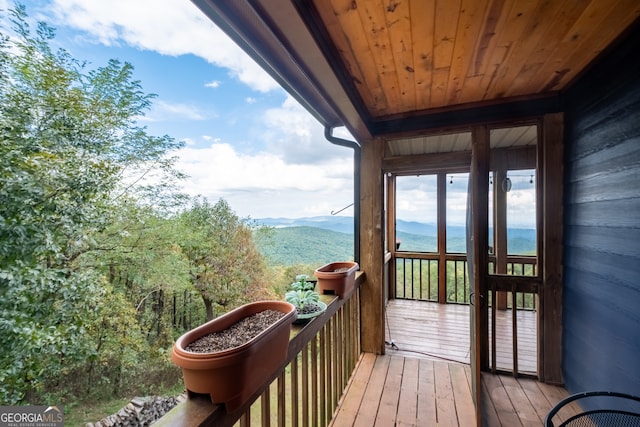 deck with a mountain view