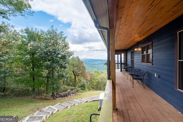 deck featuring a mountain view