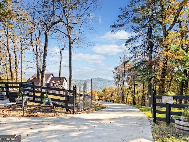 view of road with a mountain view