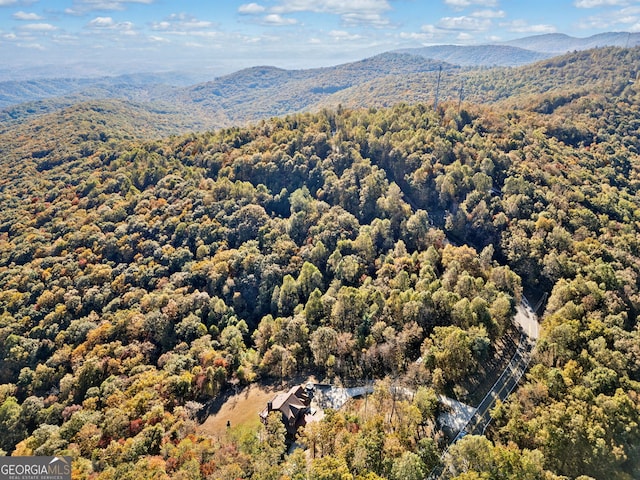 birds eye view of property with a mountain view