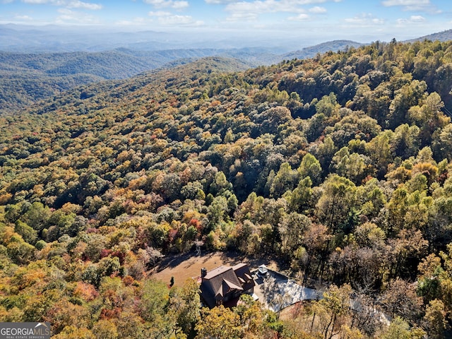 aerial view featuring a mountain view