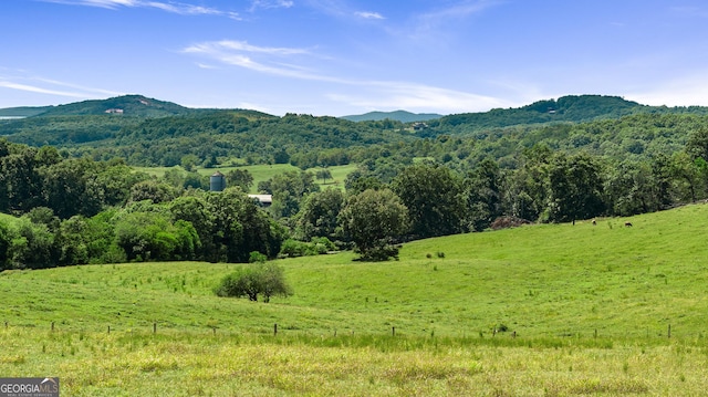 view of mountain feature with a rural view