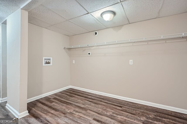 washroom with washer hookup, hookup for an electric dryer, and dark hardwood / wood-style floors