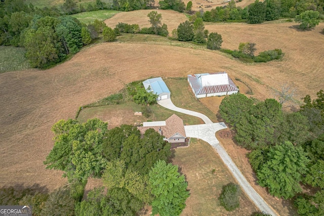 drone / aerial view featuring a rural view