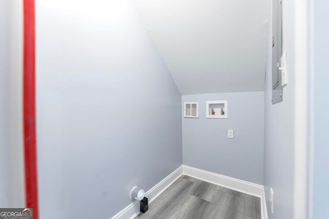 laundry room featuring hookup for a washing machine and wood-type flooring