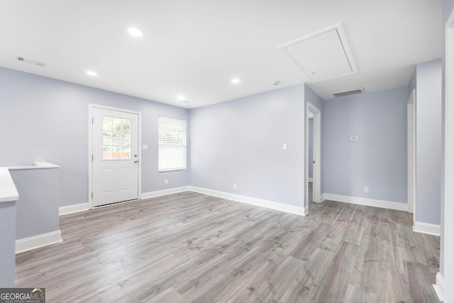 foyer entrance featuring light hardwood / wood-style floors