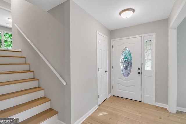 entryway with light wood-type flooring