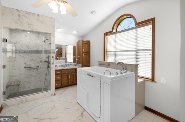 4909 Perry Rd, Claxton, GA 30417 - washroom featuring light marble finish flooring, plenty of natural light, and ceiling fan