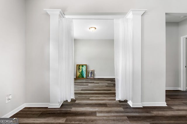 hall featuring dark hardwood / wood-style flooring