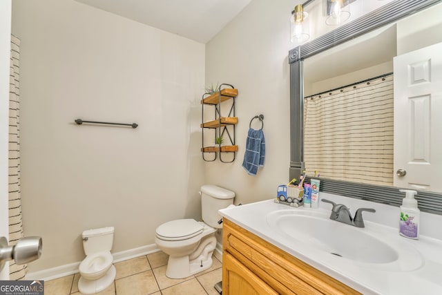 bathroom featuring vanity, toilet, and tile patterned floors