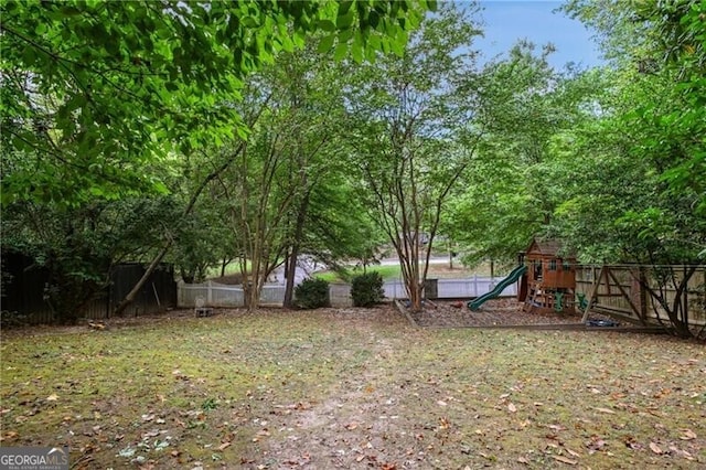 view of yard featuring a playground