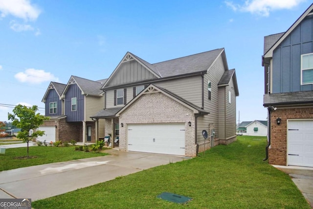 view of front facade featuring a front yard and a garage