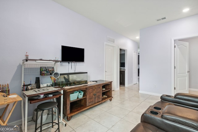 living room featuring light tile patterned floors