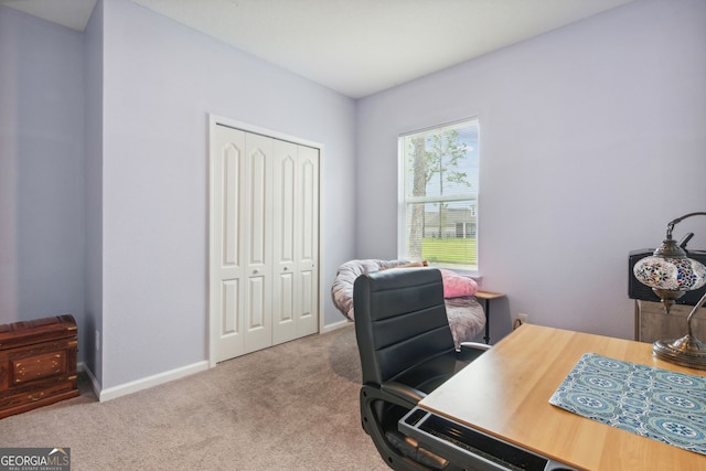 office space featuring light colored carpet