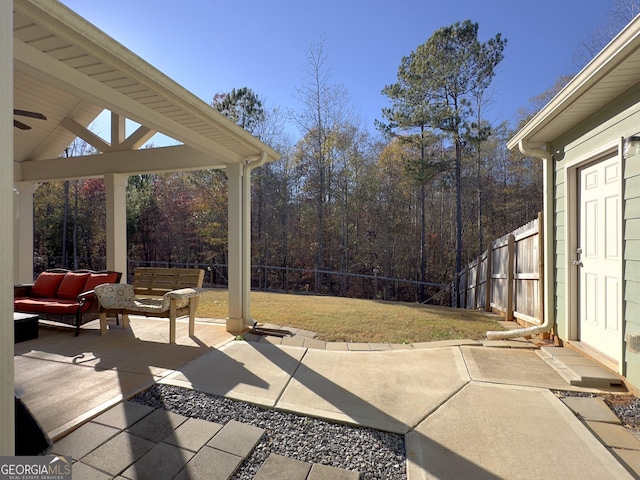 view of patio / terrace featuring an outdoor living space