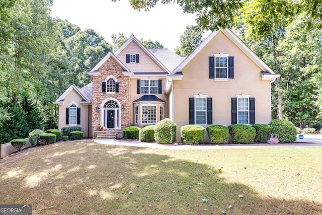 view of front facade with a front lawn