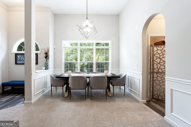 dining area featuring hardwood / wood-style flooring